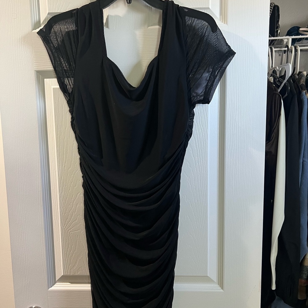 Elegant Black Ruched Dress